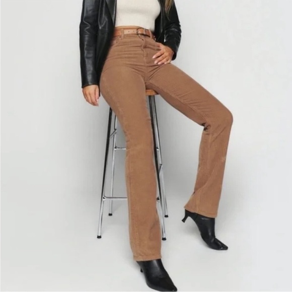 Reformation Jeans Cynthia Button Fly High Rise Corduroy Pants In Clay Size 25 - Picture 7 of 10